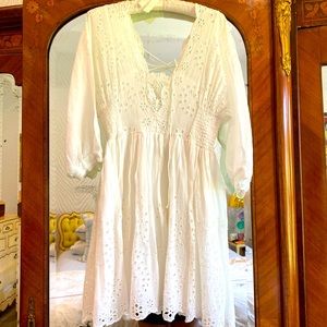 Free People Lottie eyelet ivory boho dress S